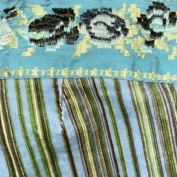 Hale Bob Vintage Retro Lace Up Striped Embroidered Corduroy Flared Pants - 2 - Picture 11 of 11